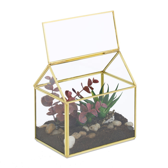 Glass House-Shaped Terrarium for Indoor Plants