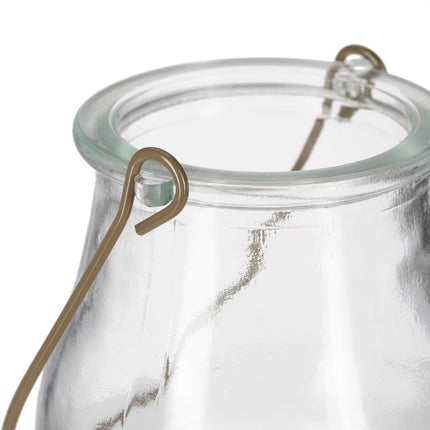 Glass Lanterns Set, Gold/Black, Round Candle Holders
