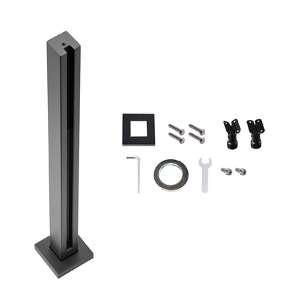 Glass Railing Post, 35.83 in, For 10-12 mm Glass, Black