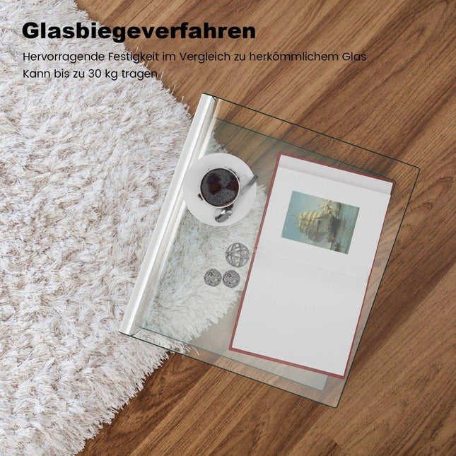 Glazen bijzettafel - U-vormig, gehard, 45x45x41 cm
