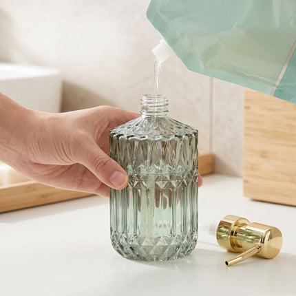 Glass Soap Dispensers, Set of 2, 400 ml, Refillable
