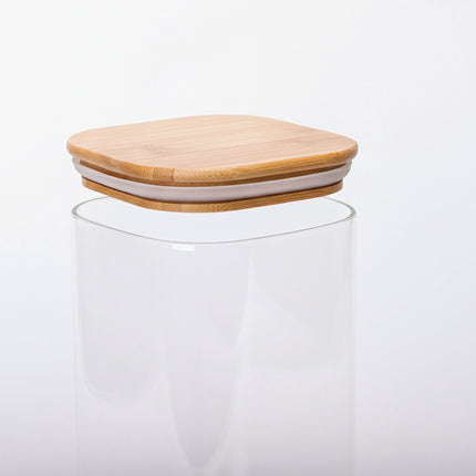 Glass Storage Jars, Bamboo Lids, 1500ml, Set of 3