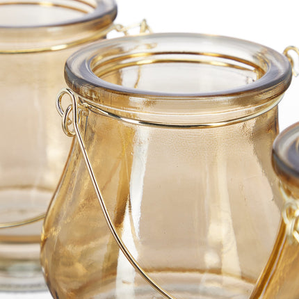 Glass lantern gold set of 12