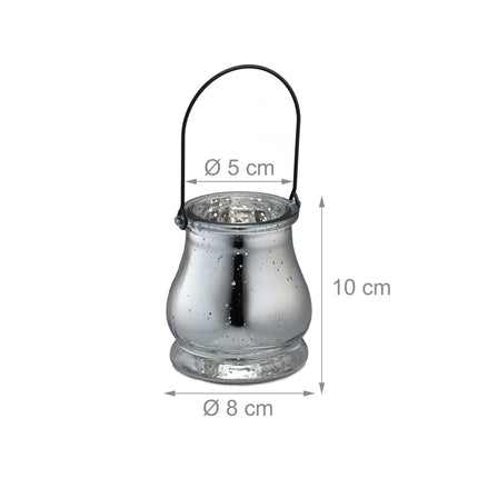 Glass lantern silver set of 12