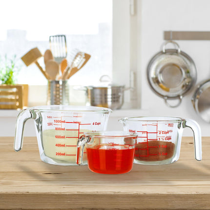 Glass measuring jug set of 3