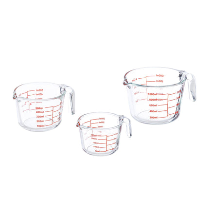 Glass measuring jug set of 3