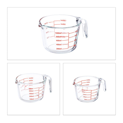 Glass measuring jug set of 3