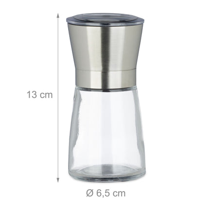 Glass salt and pepper mill
