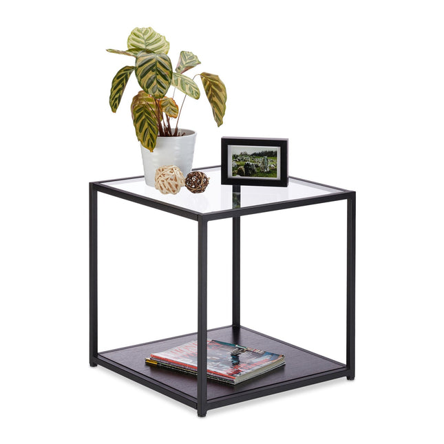 Glazen bijzettafel met 2 schijven