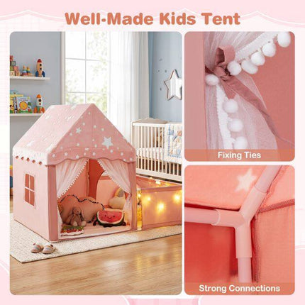 Glow-in-the-Dark Pink Play Tent with Mat & Window