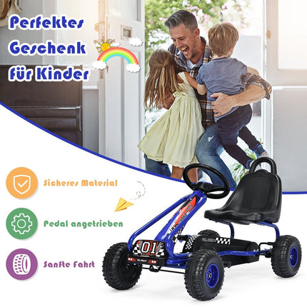 Gokart Go Cart with handbrake pedal car 30kg pedal vehicle pedal vehicle 3-6 years blue