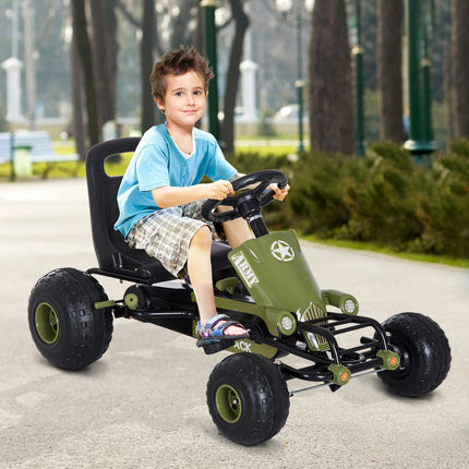 Pedal Go-Kart for Kids, Handbrake, Green, Outdoor Fun