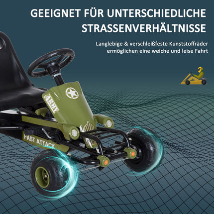 Pedal Go-Kart for Kids, Handbrake, Green, Outdoor Fun