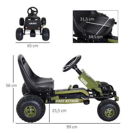 Pedal Go-Kart for Kids, Handbrake, Green, Outdoor Fun