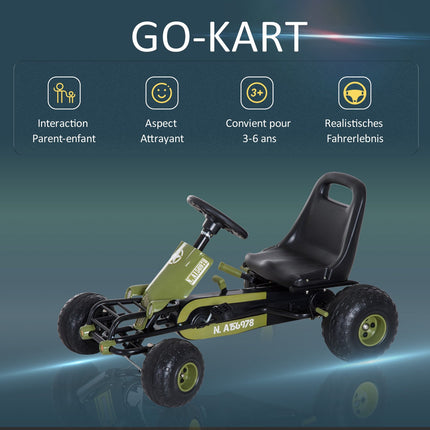 Pedal Go-Kart for Kids, Handbrake, Green, Outdoor Fun