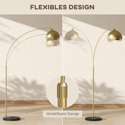 Gold Arc Floor Lamp with Adjustable Stand, Marble Base