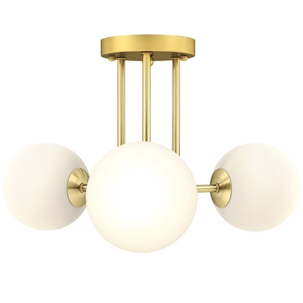 Gold Ceiling Light with Globe Shades, 3 G9 Sockets