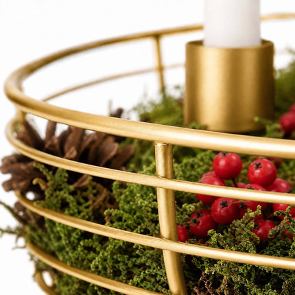 Gold Metal Wire Advent Wreath – 20.5 cm Steel Holder