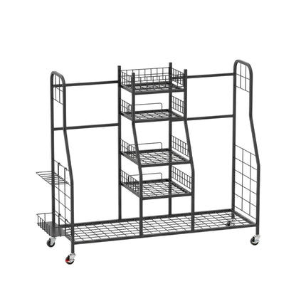 Golf Bag Organizer Rack with Wheels for 2 Bags, Black