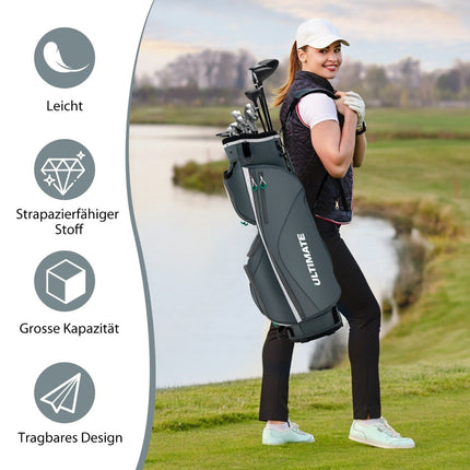 Golf Bag with 14 Dividers, 7 Pockets, Shoulder Strap