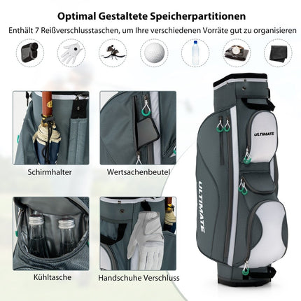 Golf Bag with 14 Dividers, 7 Pockets, Shoulder Strap