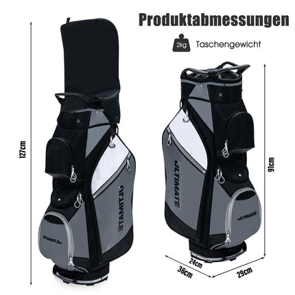 Golf Bag with 14 Dividers, Waterproof Pocket, Black/Grey