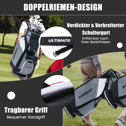 Golf Bag with 14 Dividers, Waterproof Pocket, Black/Grey