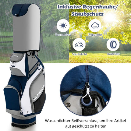 Golf Bag with 14 Full-Length Dividers, Navy/Grey