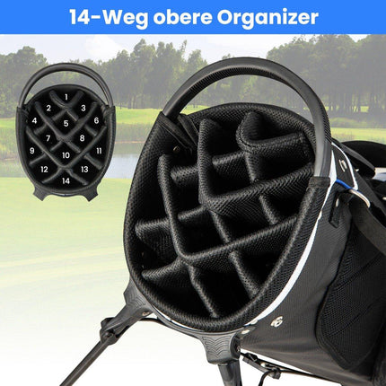 Golf Bag with 14-Way Divider, 6 Pockets, Rain Cover, Blue