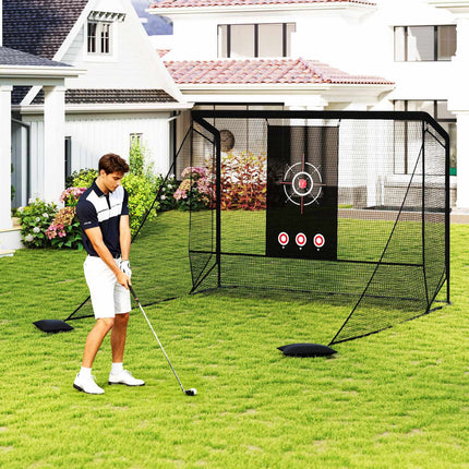Golf Practice Hitting Net with Dual Side Barriers, Black