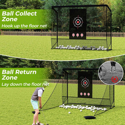 Golf Practice Hitting Net with Dual Side Barriers, Black