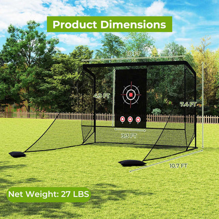 Golf Practice Hitting Net with Dual Side Barriers, Black