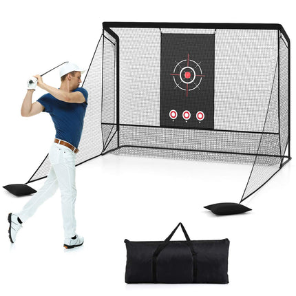 Golf Practice Hitting Net with Dual Side Barriers, Black