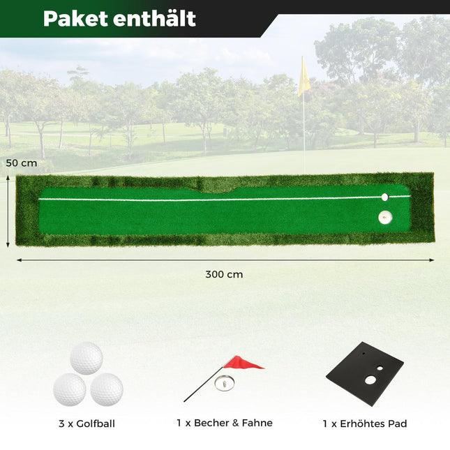 Mata do puttingu w golfa - 300 cm, dwa otwory, 3 piłki
