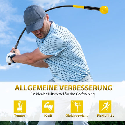Golf Swing Trainer Aid, 100cm, Weighted Head, Yellow