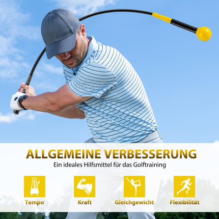 Golf Swing Trainer with Weighted Head, 120cm, Yellow