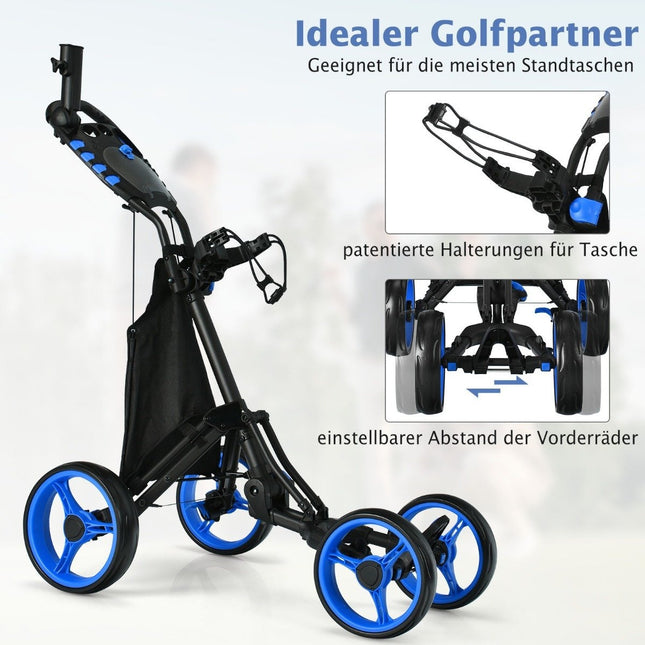 Wózek golfowy Wózek golfowy 4-kołowy Wózek golfowy Składany wózek golfowy Wózek golfowy wykonany z aluminium w kolorze niebieskim