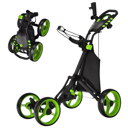 Golf Trolley 4 Wheel Golf Trolley Golf Cart Golf Folding Golf Caddy Golf Push Cart Made of Aluminum Green