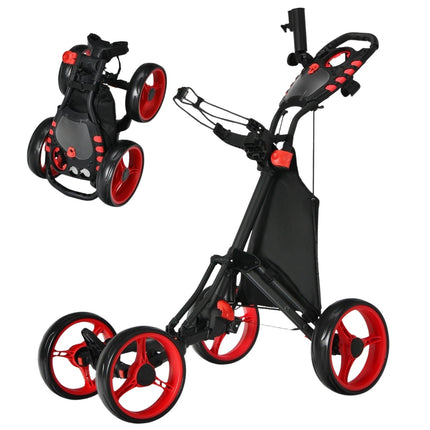 Golf Trolley 4 Wheel Golf Trolley Golf Cart Golf Folding Golf Caddy Golf Push Cart Made of Aluminum Red