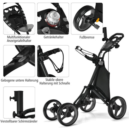 Golf trolley 4 wheel golf trolley golf cart golf foldable golf caddy golf push cart made of aluminum gray