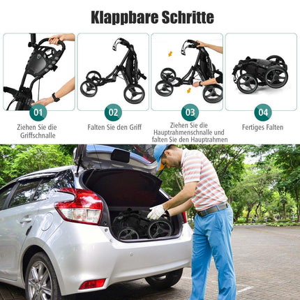 Golf trolley 4 wheel golf trolley golf cart golf foldable golf caddy golf push cart made of aluminum gray