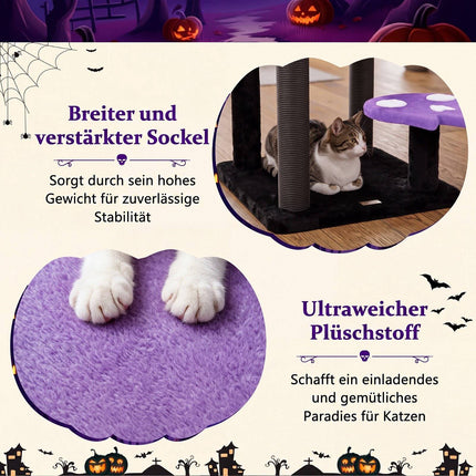 Gothic Cat Tree with Scratching Posts, Bed & Cave, 144 cm