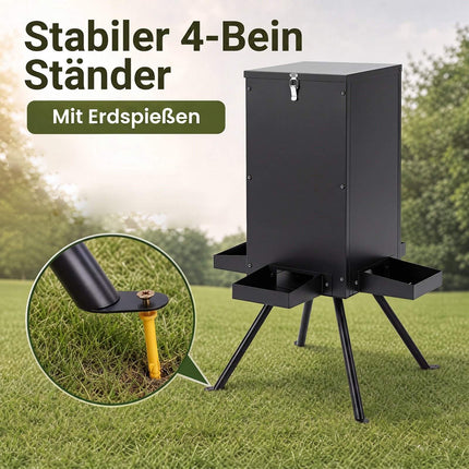 Gravity Deer Feeder, 90LB Capacity, 4 Trays, Galvanized Steel