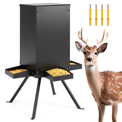 Gravity Deer Feeder, 90LB Capacity, 4 Trays, Galvanized Steel