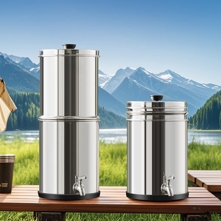 Gravity-Fed Water Filter, 2.25 Gal, 2 Carbon Filters, Spigot