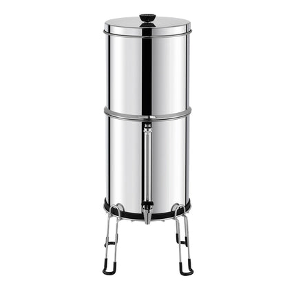 Gravity-Fed Water Filter, 2.25 Gal, Stainless Steel, 2 Carbon Filters