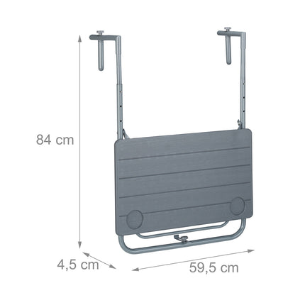 Gray Balcony Hanging Table Foldable