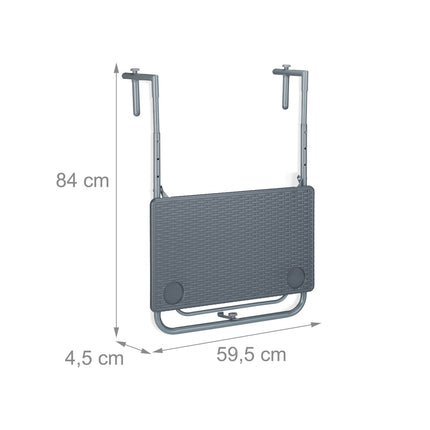 Gray Balcony Hanging Table Foldable