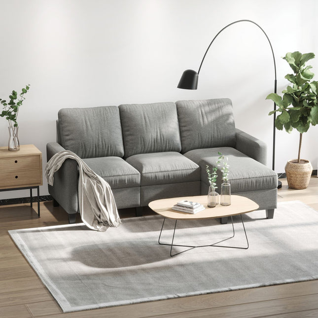 Gray Corner Sofa with Chaise, Polyester Upholstery