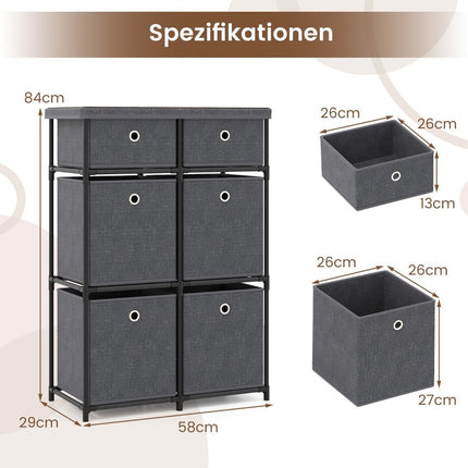 Gray Dresser with 6 Drawers and Metal Frame
